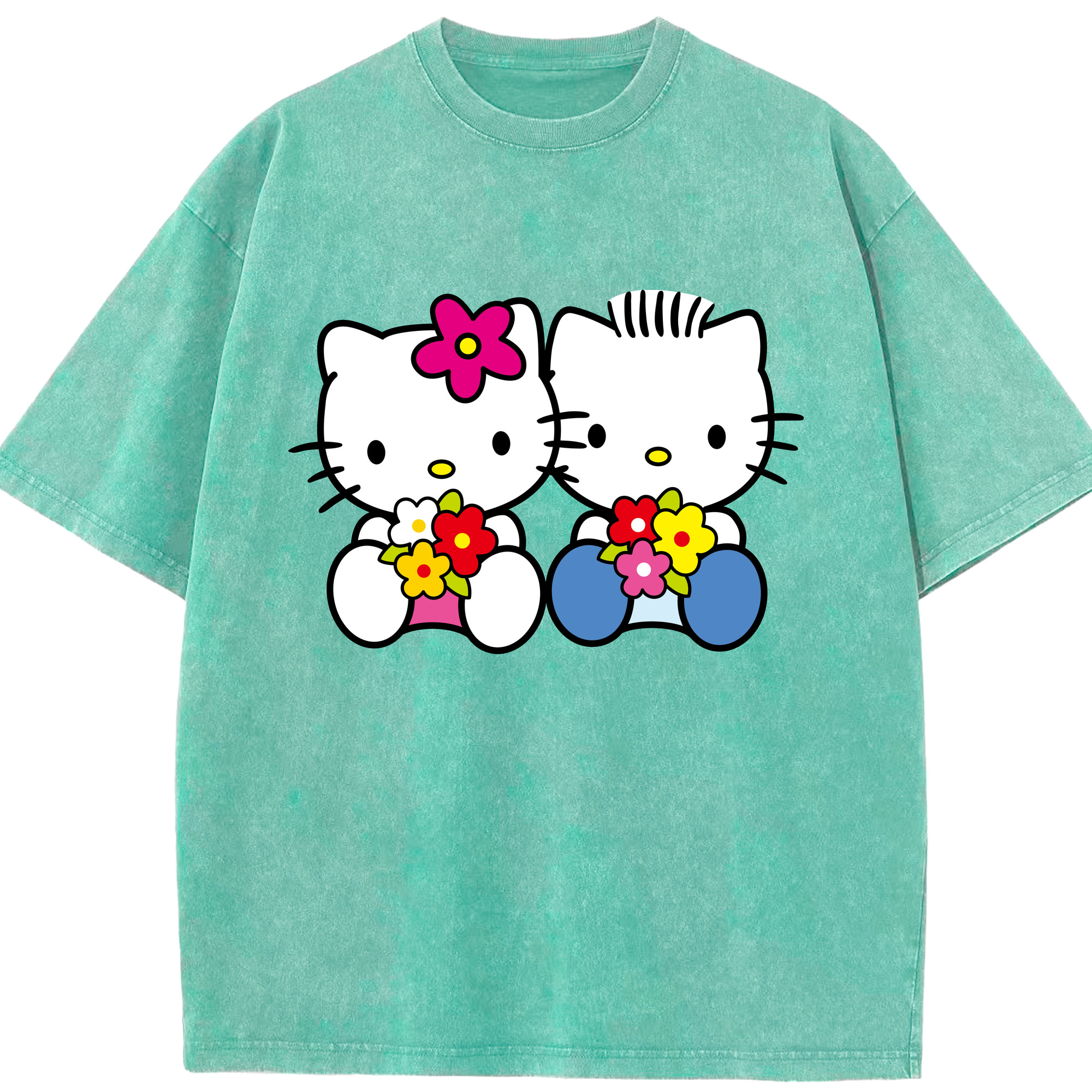 （画像用） Hello Kitty ハローキティ 綿100% ヴィンテージ風 半袖Tシャツ（フロントプリント）